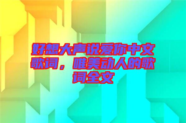 好想大聲說愛你中文歌詞，唯美動人的歌詞全文