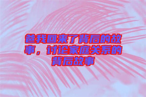 爸我回來了背后的故事，討論家庭關(guān)系的背后故事