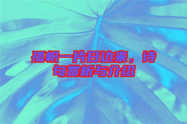 孤帆一片日邊來，詩句賞析與介紹