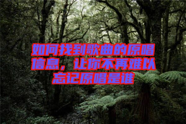 如何找到歌曲的原唱信息，讓你不再難以忘記原唱是誰