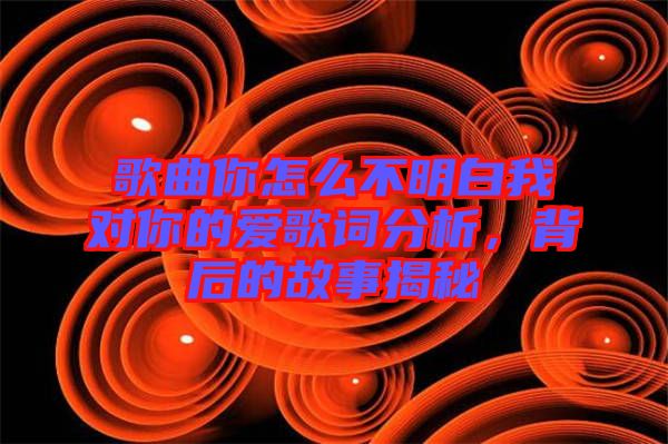 歌曲你怎么不明白我對(duì)你的愛(ài)歌詞分析，背后的故事揭秘