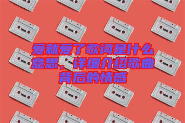 愛(ài)就愛(ài)了歌詞是什么意思，詳細(xì)介紹歌曲背后的情感