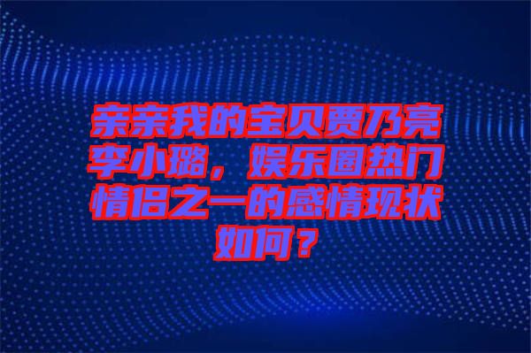 親親我的寶貝賈乃亮李小璐，娛樂圈熱門情侶之一的感情現(xiàn)狀如何？