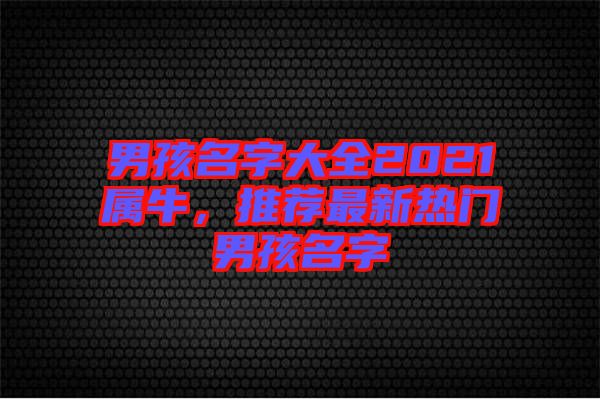 男孩名字大全2021屬牛，推薦最新熱門男孩名字