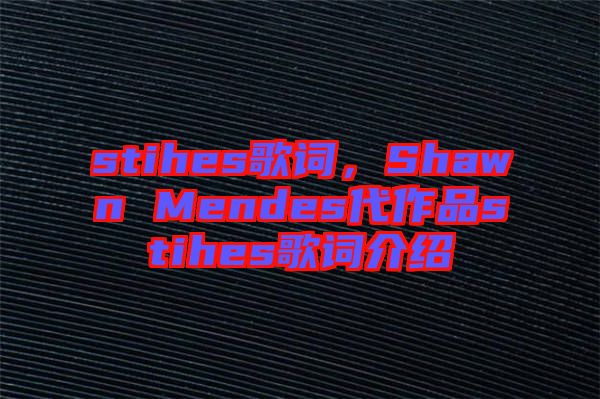 stihes歌詞，Shawn Mendes代作品stihes歌詞介紹