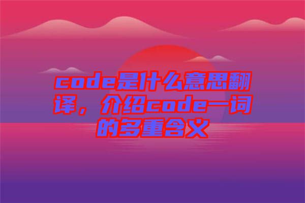 code是什么意思翻譯，介紹code一詞的多重含義