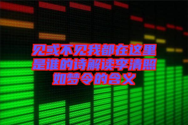 見或不見我都在這里是誰的詩解讀李清照如夢令的含義