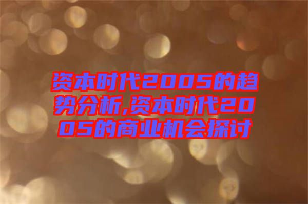 資本時代2005的趨勢分析,資本時代2005的商業(yè)機(jī)會探討