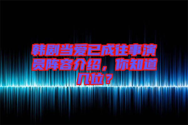 韓劇當(dāng)愛已成往事演員陣容介紹，你知道幾位？