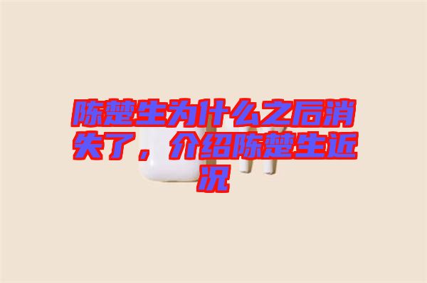 陳楚生為什么之后消失了，介紹陳楚生近況