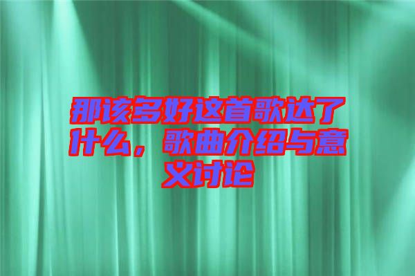 那該多好這首歌達(dá)了什么，歌曲介紹與意義討論