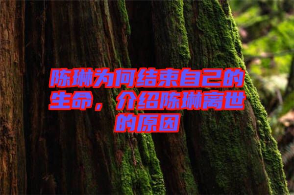 陳琳為何結(jié)束自己的生命，介紹陳琳離世的原因