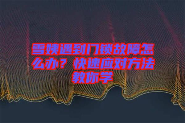 雪姨遇到門(mén)鎖故障怎么辦？快速應(yīng)對(duì)方法教你學(xué)