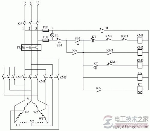 雙速電動機(jī)的控制原理圖